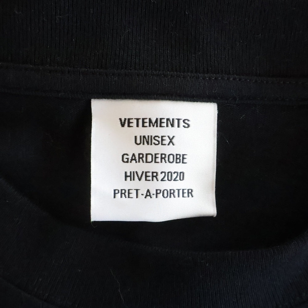 VETEMENTS(ヴェトモン) 19AW LOGO PRINTED TEE ロゴプリント クルーネック 半袖Tシャツ カットソー ブラック UAH20TR611
