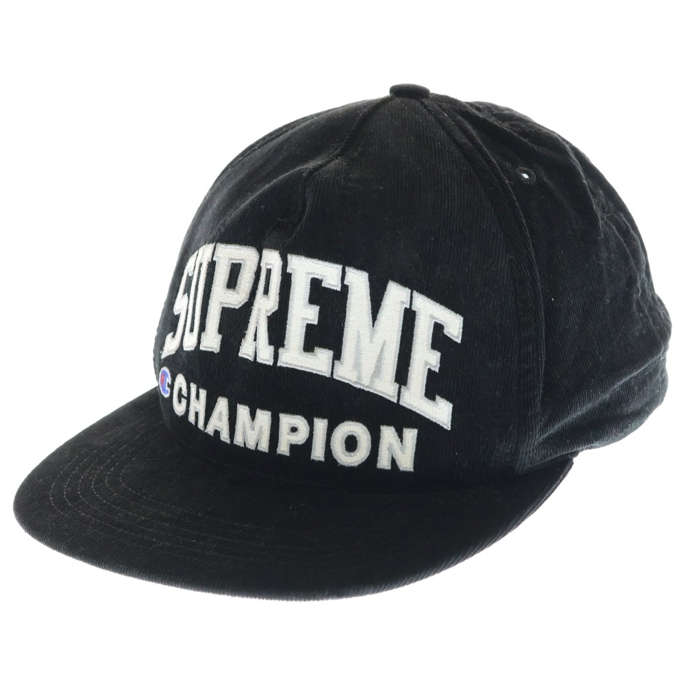 SUPREME(シュプリーム) 17SS ×Champion 5-Panel Cap チャンピオン コーデュロイ 5パネルキャップ ブラック