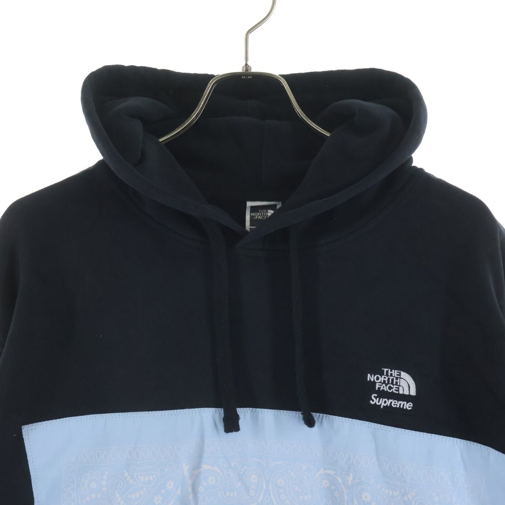 SUPREME(シュプリーム) 22SS ×THE NORTH FACE Bandana Hooded SweatShirt ×ノースフェイス バンダナフーディースウェットシャツ ブラック/ライトブルー パーカー NT022081