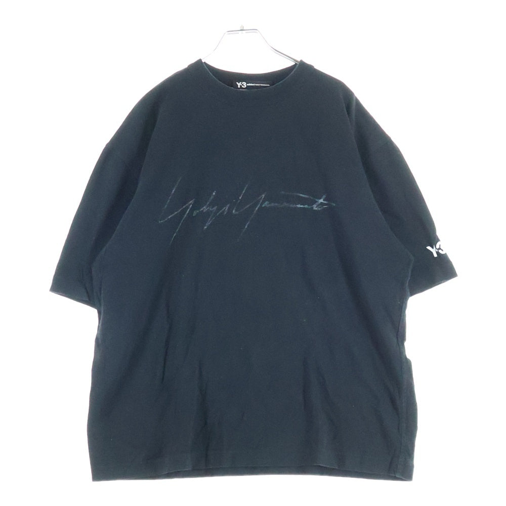 Y-3(ワイスリー) 20SS DISTRESSED SIGNATURE TEE ディストレス シグネーチャー クルーネック 半袖Tシャツ カットソー ブラック FQ4114