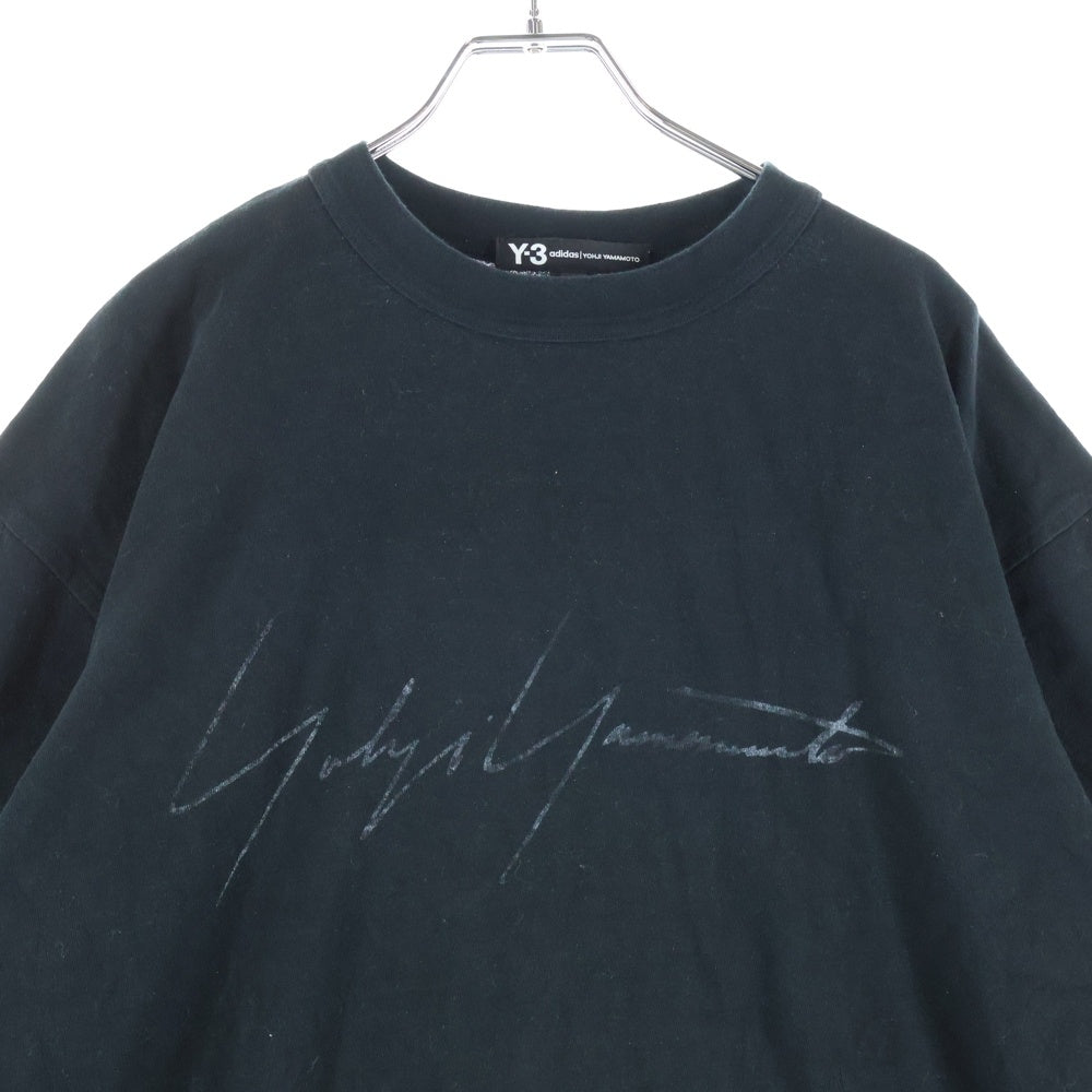 Y-3(ワイスリー) 20SS DISTRESSED SIGNATURE TEE ディストレス シグネーチャー クルーネック 半袖Tシャツ カットソー ブラック FQ4114