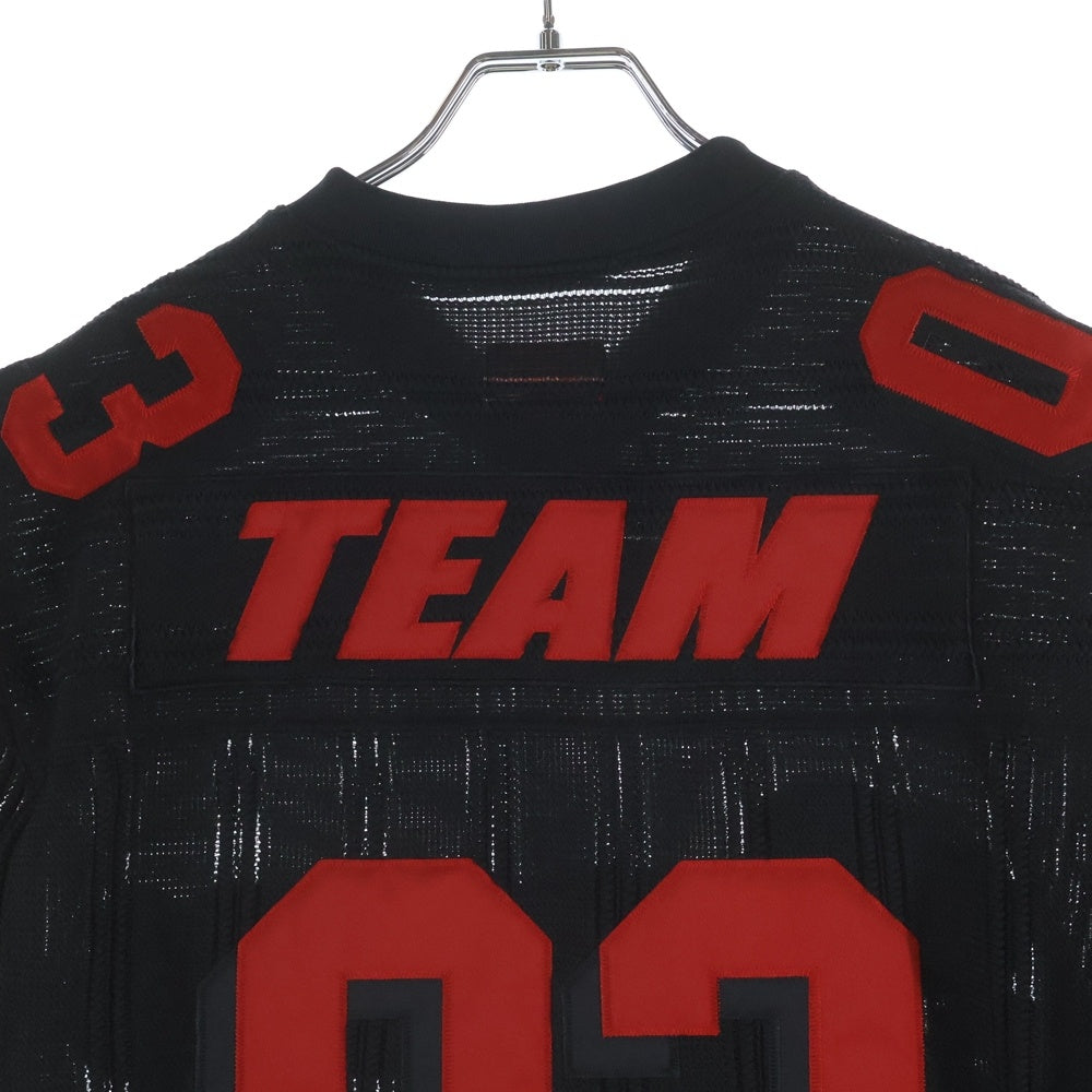 SUPREME(シュプリーム) 21SS Mesh Stripe Football Jersey メッシュ ストライプ フットボール ジャジー Vネック 半袖Tシャツ カットソー ブラック