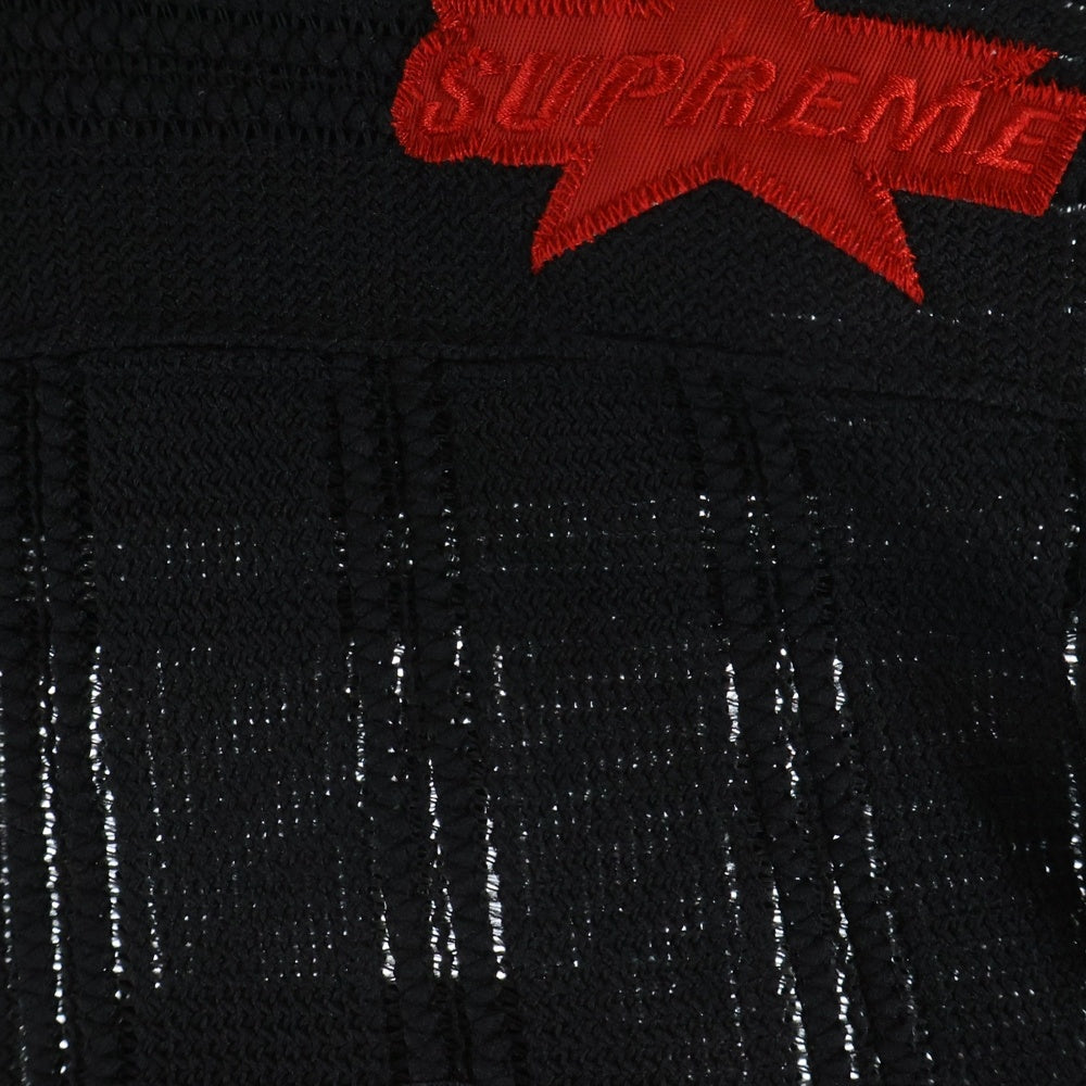 SUPREME(シュプリーム) 21SS Mesh Stripe Football Jersey メッシュ ストライプ フットボール ジャジー Vネック 半袖Tシャツ カットソー ブラック