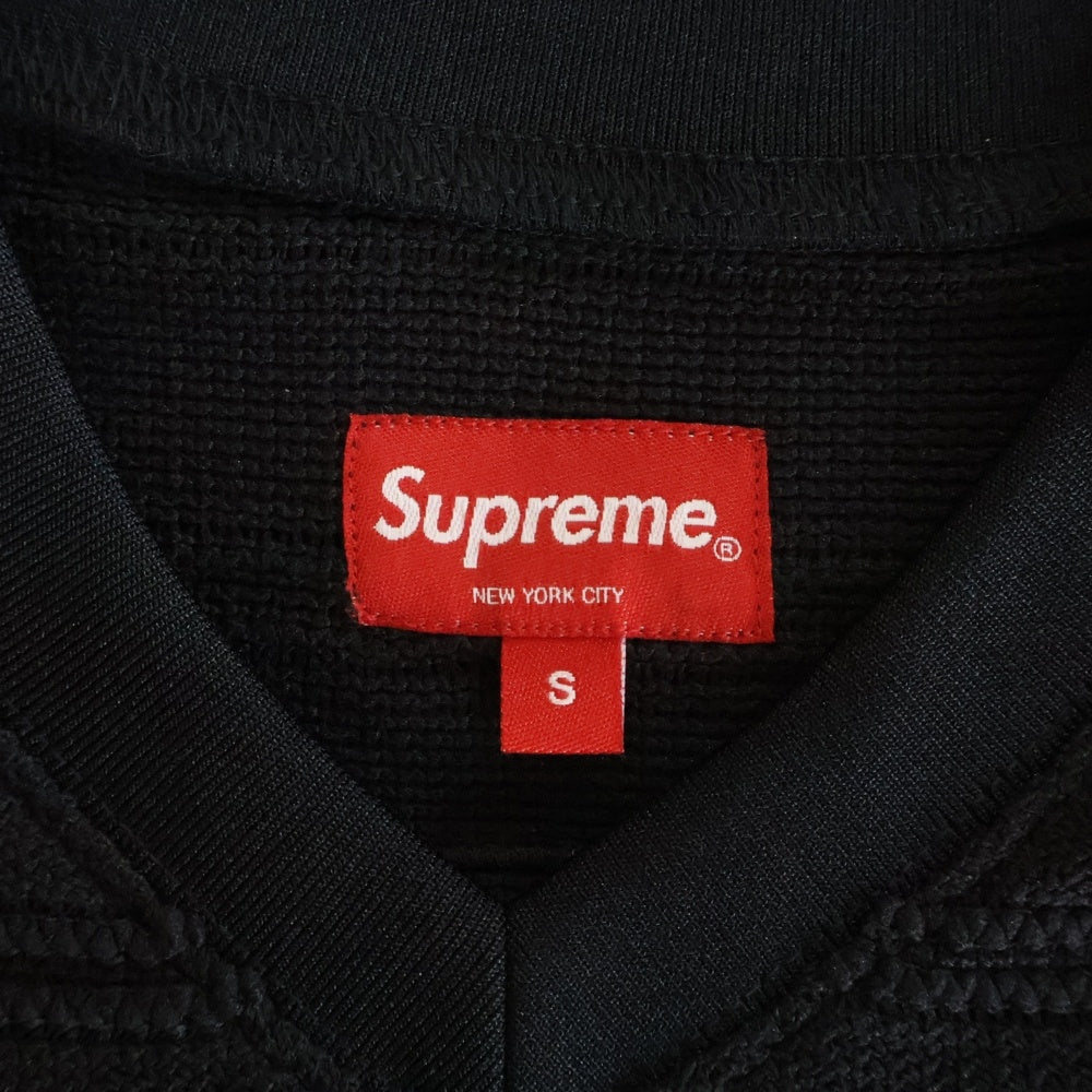 SUPREME(シュプリーム) 21SS Mesh Stripe Football Jersey メッシュ ストライプ フットボール ジャジー Vネック 半袖Tシャツ カットソー ブラック