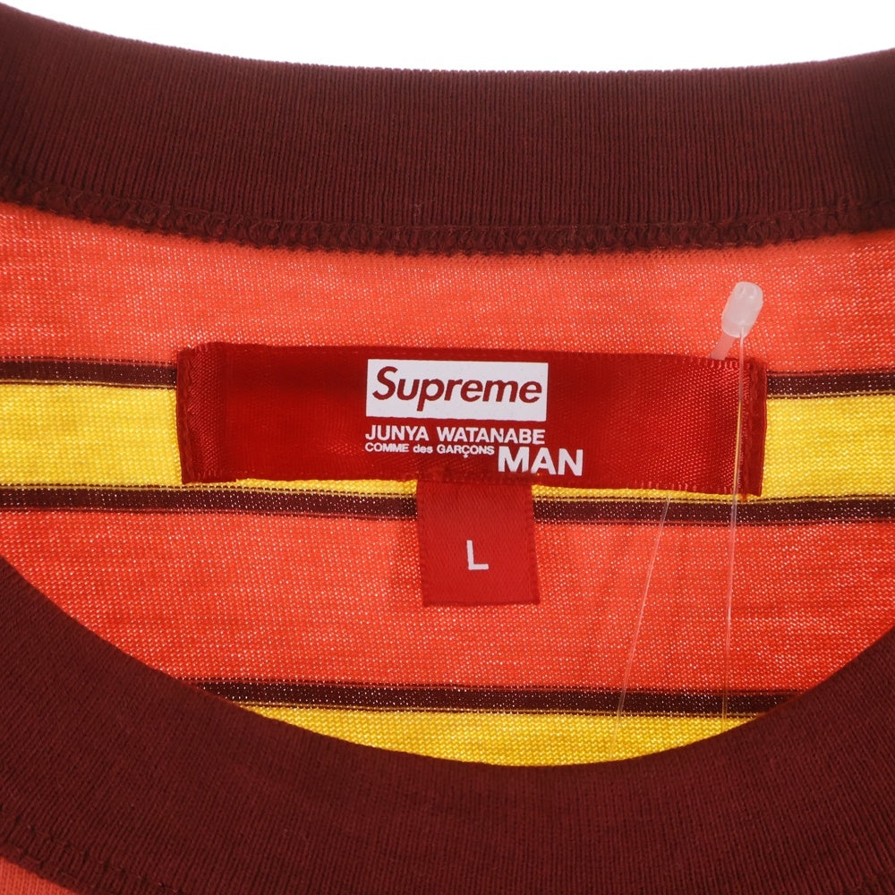 SUPREME(シュプリーム) 21AW ×JUNYA WATANABE Stripe S/S Tee ×ジュンヤワタナベ ストライプ クルーネック 半袖Tシャツ カットソー オレンジ