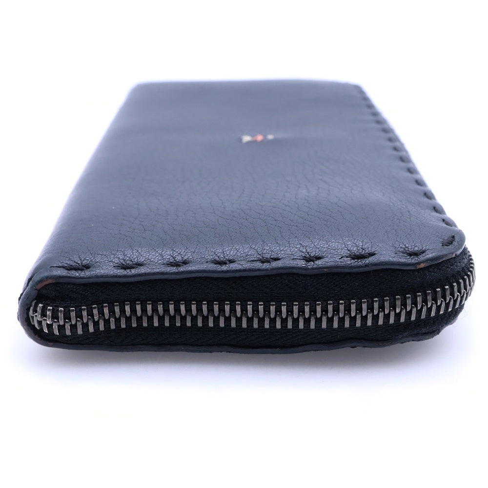 NO BRAND(ノーブランド) HENRY BEGUELIN エンリーべグリン フロント刺繍 ラウンドファスナーウォレット 長財布 ブラック