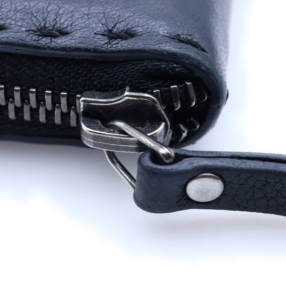 NO BRAND(ノーブランド) HENRY BEGUELIN エンリーべグリン フロント刺繍 ラウンドファスナーウォレット 長財布 ブラック