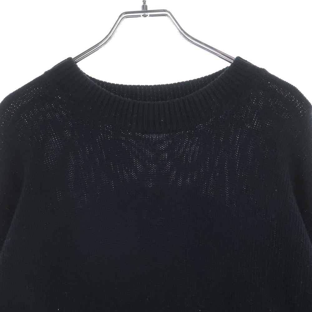 BARROW(バロウ) バックロゴ刺繍 クルーネック長袖ニットセーター ブラック 032495