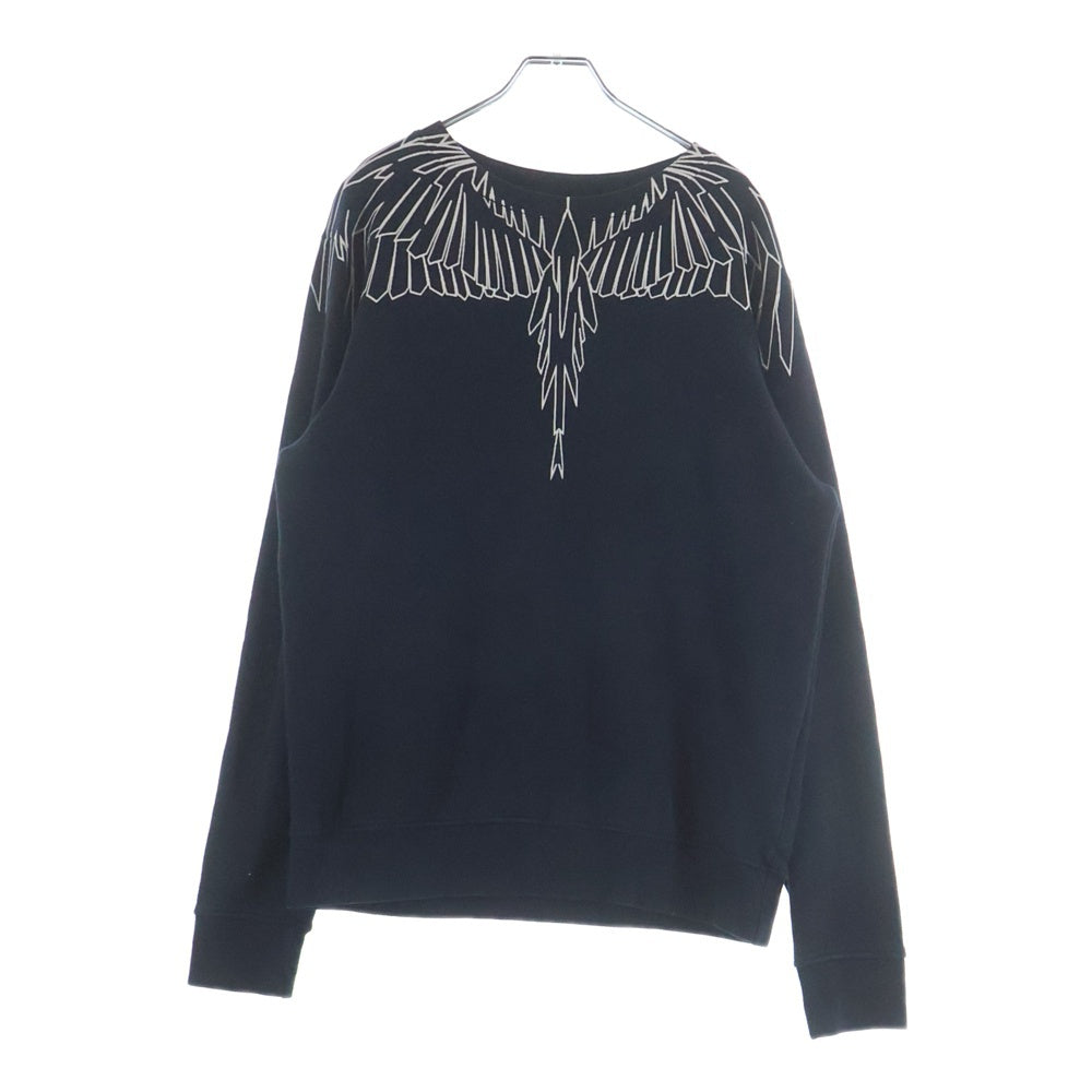 MARCELO BURLON(マルセロバーロン) 両面プリント クルーネック長袖スウェットトレーナー ブラック CMBA009F17506034
