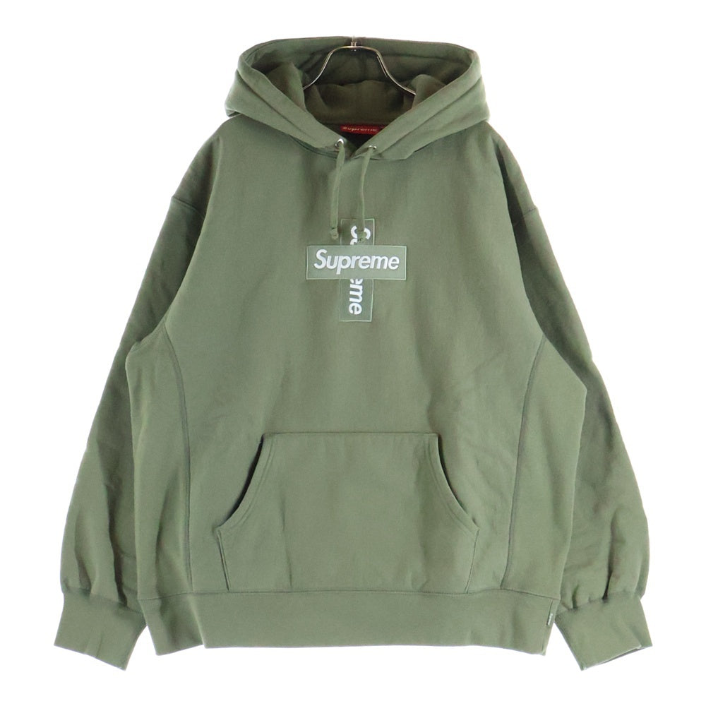 SUPREME(シュプリーム) 20AW Cross Box Logo Hooded Sweatshirt クロスボックスロゴ プルオーバーパーカー カーキ