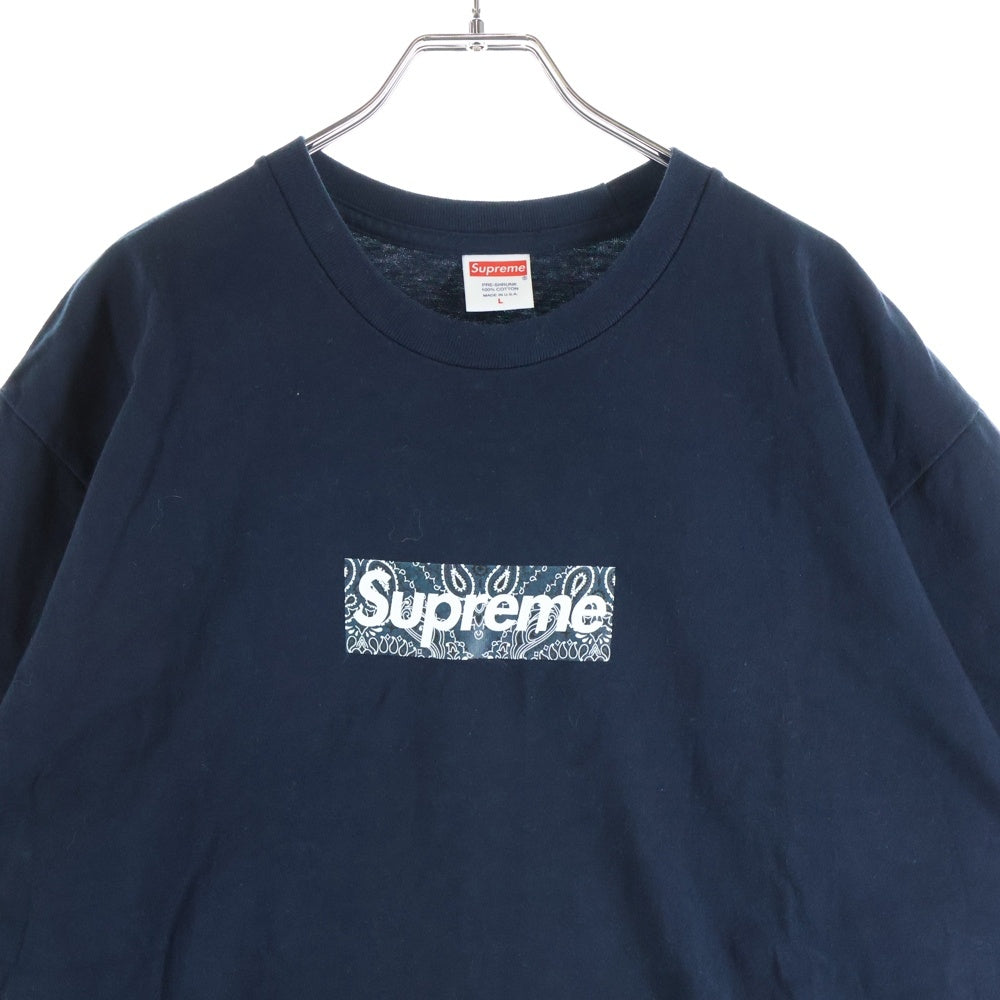 SUPREME(シュプリーム) Bandana Box Logo Tee バンダナボックスロゴ クルーネック半袖Tシャツカットソー ネイビー