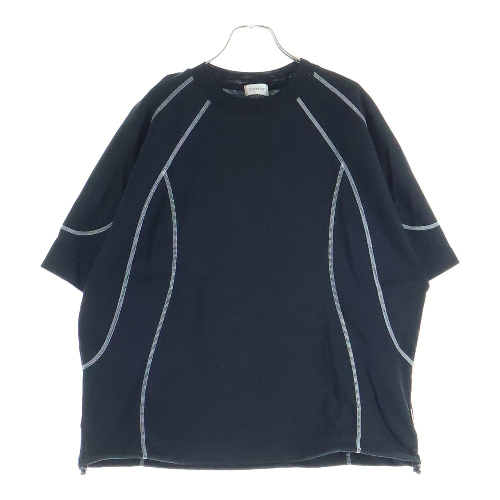 CLESSTE(クレスト) FUTURE T-SHIRT WITH DRAWSTRINGS ヒューチャー クルーネック半袖Tシャツカットソー ウィズ ドローストリング ブラック CLE-TE-2411