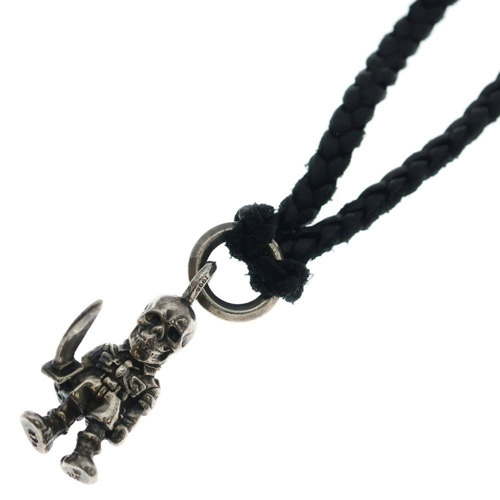 CHROME HEARTS(クロムハーツ) FOTI PEPE LEATHER BRAID フォティ ペペ レザーブレード ネックレス ブラック/シルバー