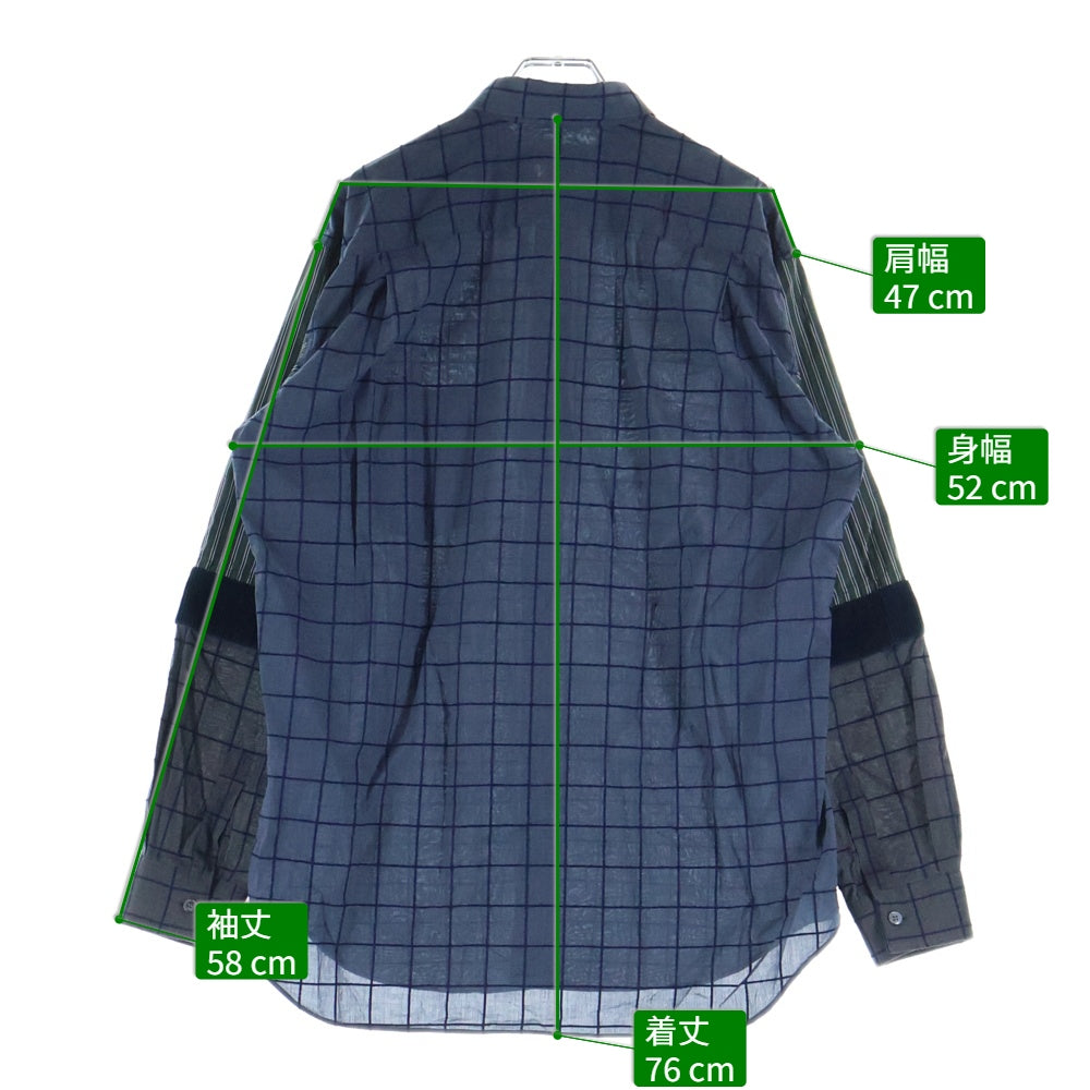COMME des GARCONS SHIRT(コムデギャルソンシャツ) 解体再構築 袖切り替え 長袖シャツ ネイビー W24035