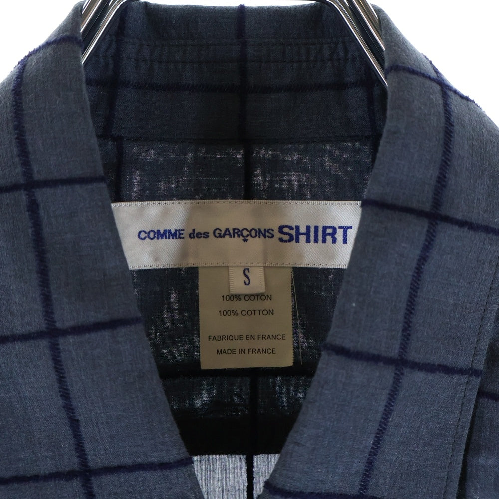 COMME des GARCONS SHIRT(コムデギャルソンシャツ) 解体再構築 袖切り替え 長袖シャツ ネイビー W24035