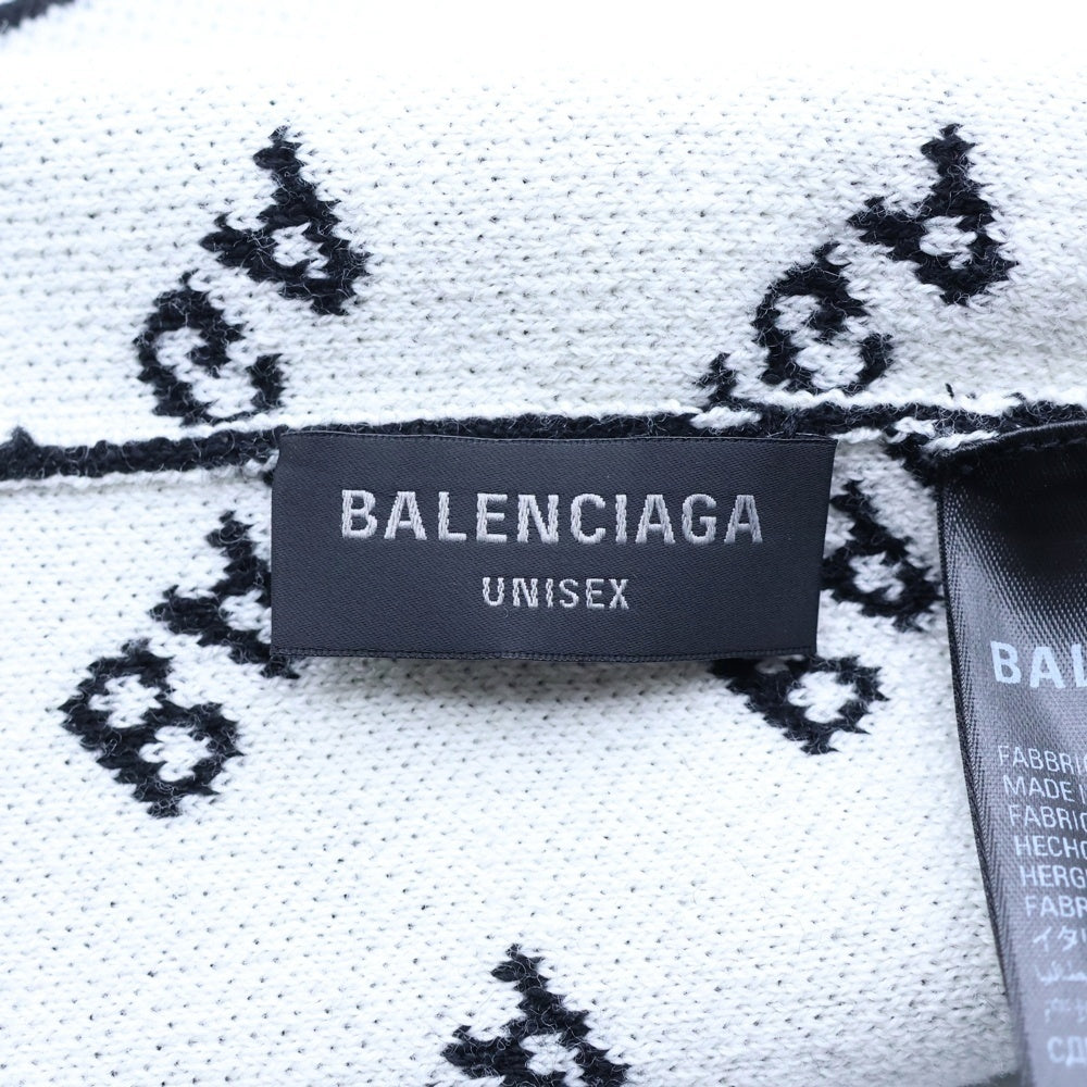BALENCIAGA(バレンシアガ) 22AW 総柄ロゴ ウールニット帽 ブラック 719580 T1660