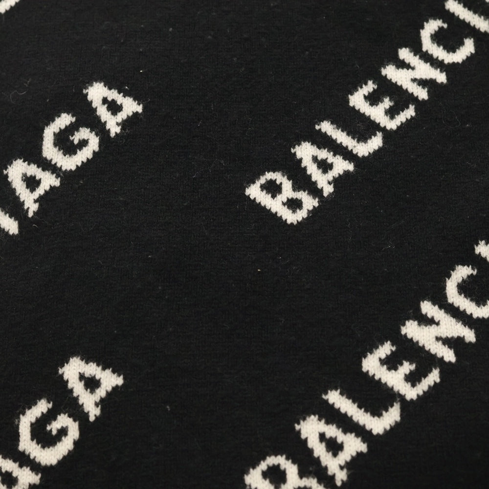 BALENCIAGA(バレンシアガ) 総柄ロゴ リバーシブルマフラー ブラック/ホワイト 724701 T1665 レディース
