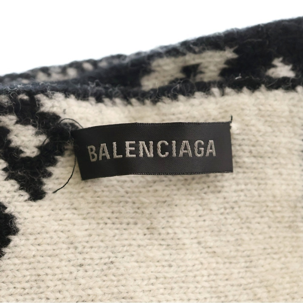 BALENCIAGA(バレンシアガ) 総柄ロゴ リバーシブルマフラー ブラック/ホワイト 724701 T1665 レディース