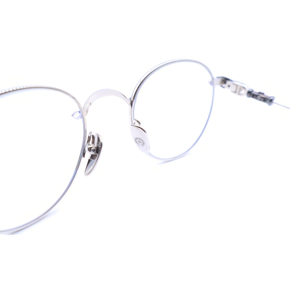 CHROME HEARTS(クロムハーツ) BUBBA-A クロステンプル メタルフレーム ラウンド眼鏡 アイウェア シルバー/ブラック