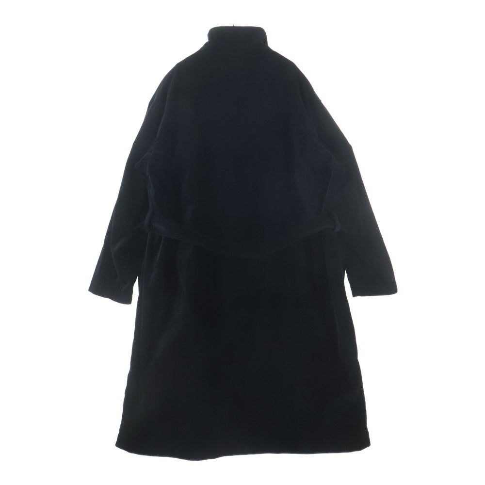 Yohji Yamamoto POUR HOMME(ヨウジヤマモト プールオム) 25AW スタンドカラー コットン別珍 ベルト付き シングルコート ブラック HM-C16-048