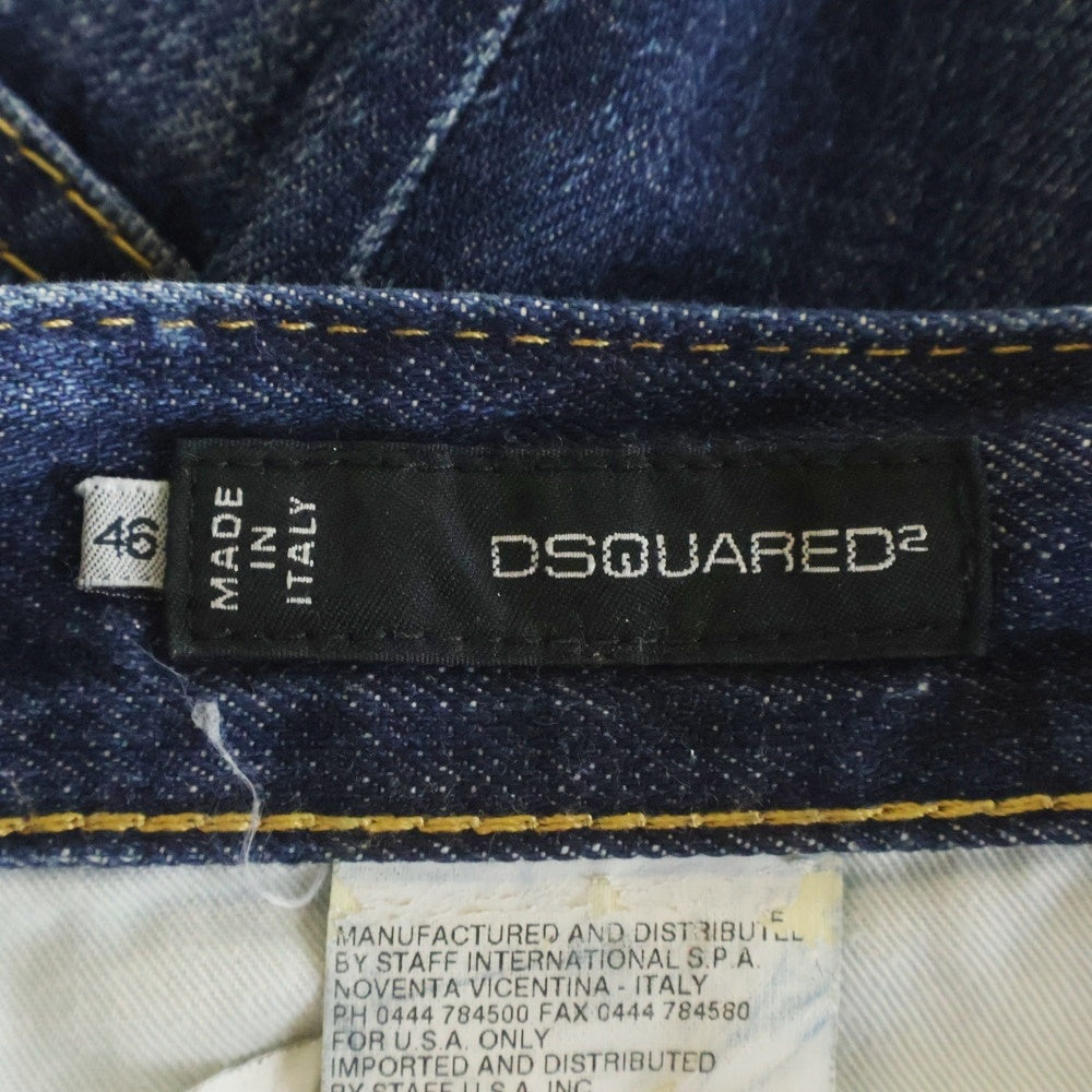 DSQUARED2(ディースクエアード) ダメージ加工 ボタンフライストレートデニムパンツ インディゴ S71LA0692