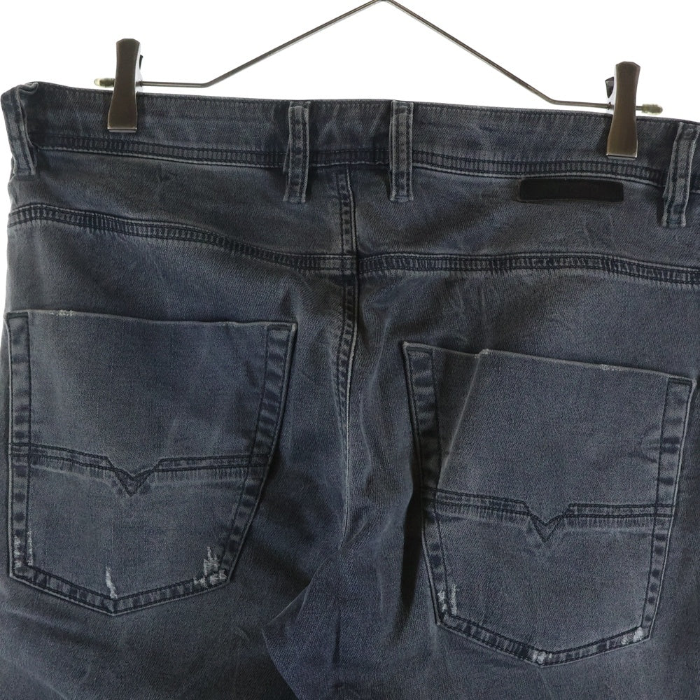 DIESEL(ディーゼル) KROOLEY CB-NE レザーパッチ ジョグデニム スウェットパンツ ブラック