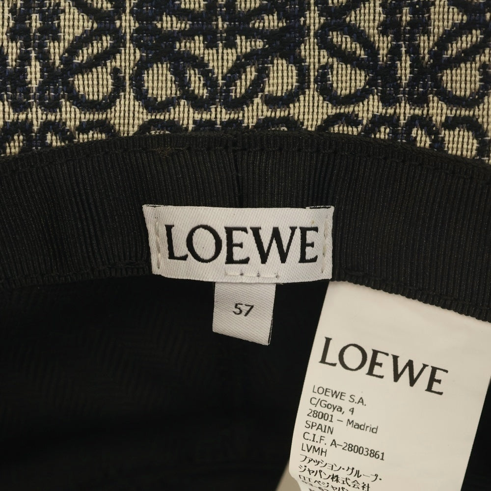 LOEWE(ロエベ) 総柄アナグラムロゴ ヘリンボーン レザーベルト付き バケットハット グレー レディース K820HB1X07