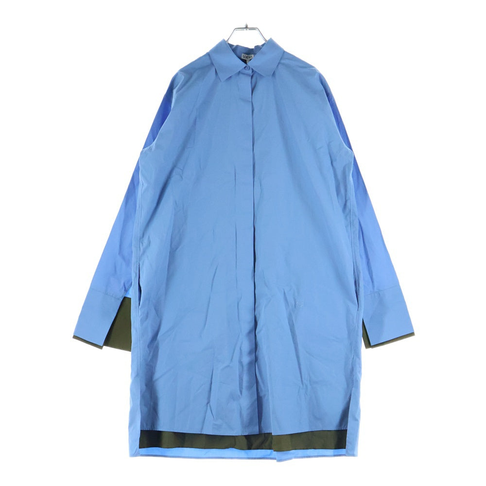 LOEWE(ロエベ) アナグラム刺繍 ターンアップ ロング長袖シャツ ブルー レディース S359Y09XED