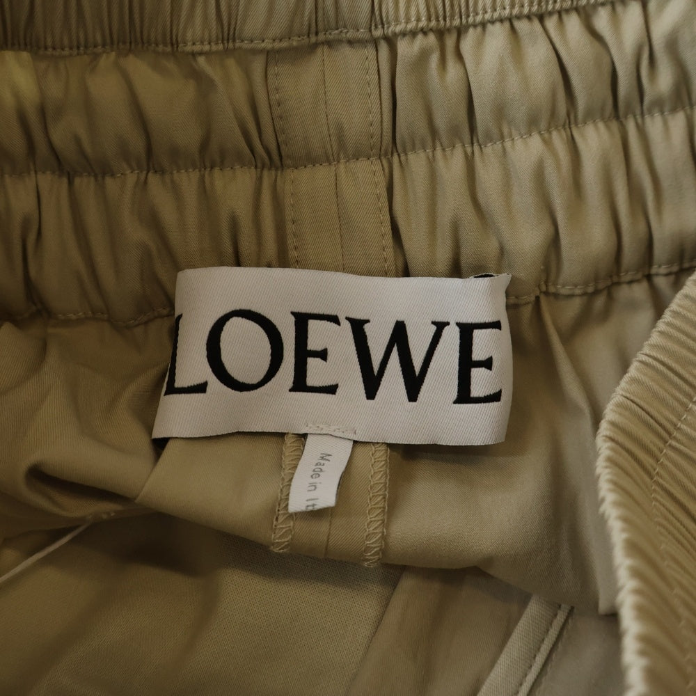 LOEWE(ロエベ) アナグラム刺繍 ダブルウエスト スラックス ワイドパンツ ベージュ レディース S359Y04XE4