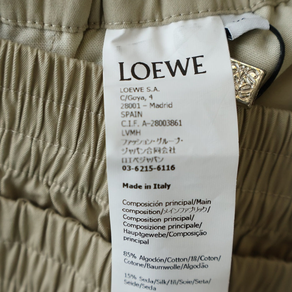 LOEWE(ロエベ) アナグラム刺繍 ダブルウエスト スラックス ワイドパンツ ベージュ レディース S359Y04XE4