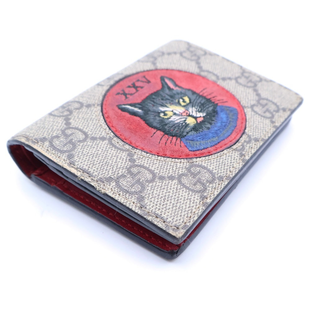 GUCCI(グッチ) GGスプリーム ミスティックキャット コンパクトウォレット 二つ折り財布 ベージュ 499380 レディース