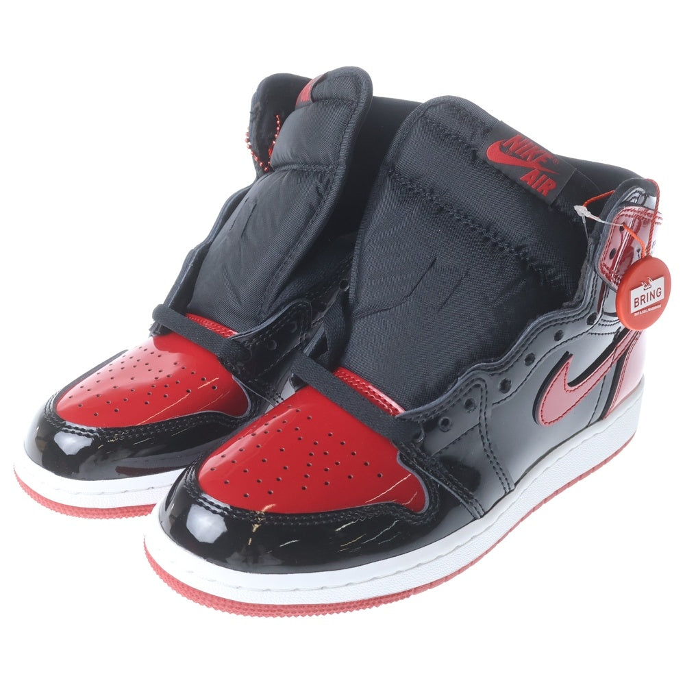 NIKE(ナイキ) GS Air Jordan 1 High OG Patent Bred GS エアジョーダン1 OG パテントブレッド ハイカットスニーカー ブラック/レッド US5Y/23.5cm 575441-063 レディース