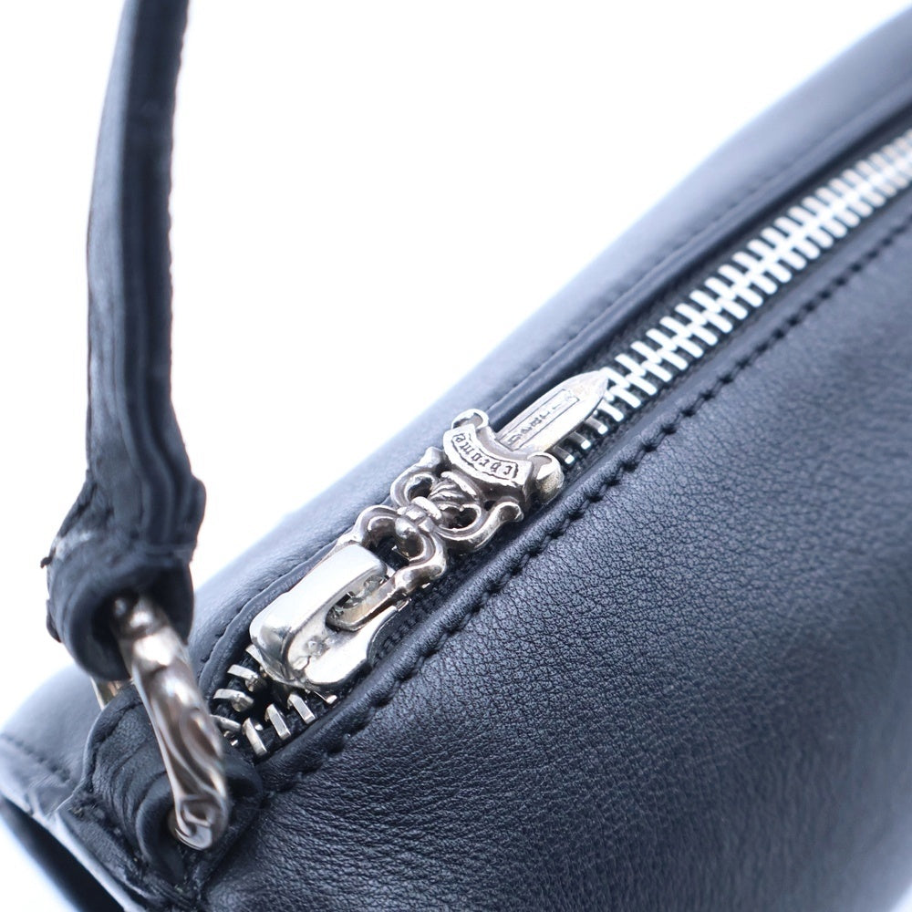 CHROME HEARTS(クロムハーツ) CEMETERY CROSS PATCH MINI BAG セメタリークロスパッチ レザーミニハンドバッグ ブラック