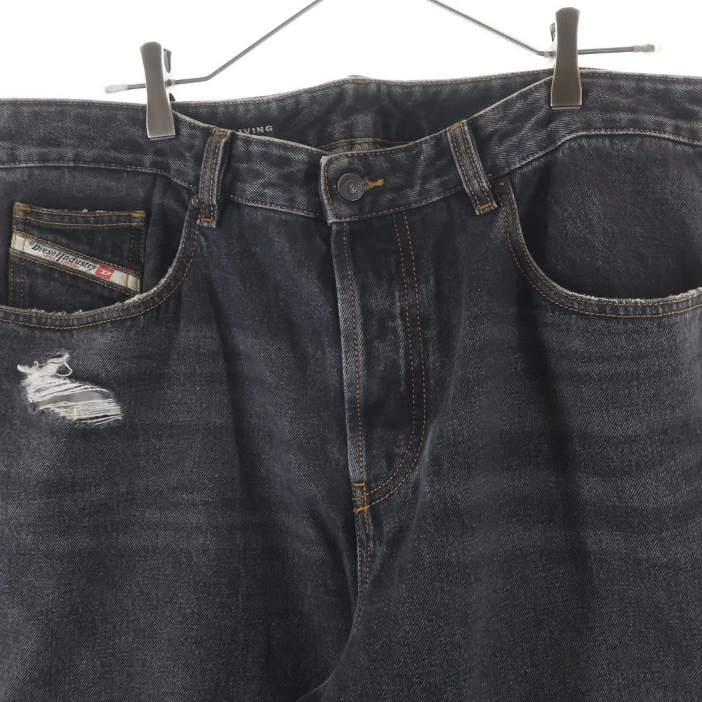 DIESEL(ディーゼル) Relaxed Jeans D-Rise リラックス Dライズ ダメージ加工 ウォッシュドデニムパンツ ブラック A06371