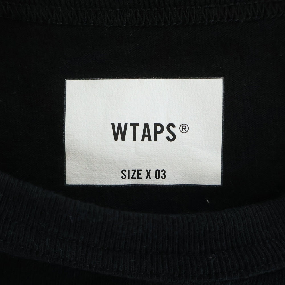 WTAPS(ダブルタップス) フロントロゴプリント クルーネック半袖Tシャツカットソー ブラック 241ATDT-CSM30