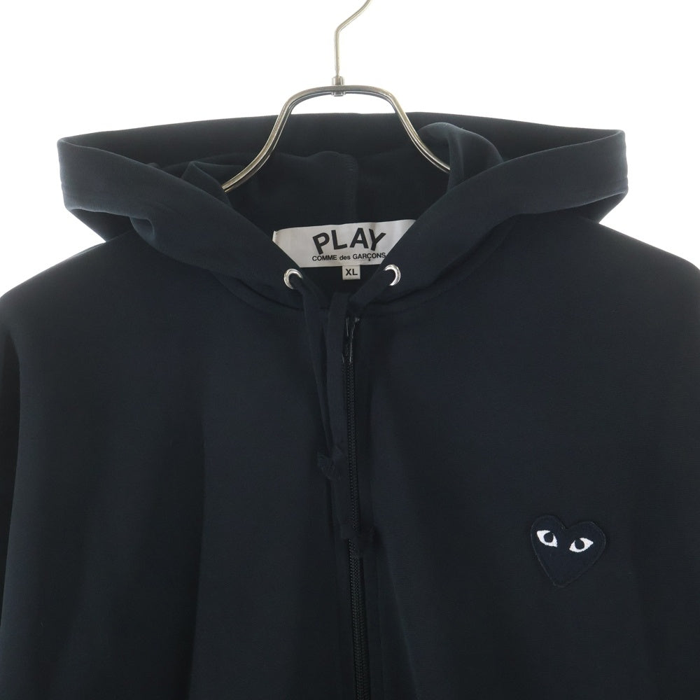PLAY COMME des GARCONS(プレイコムデギャルソン) フロントハート刺繍 ポリエステル ジップアップパーカー ブラック AZ-T254