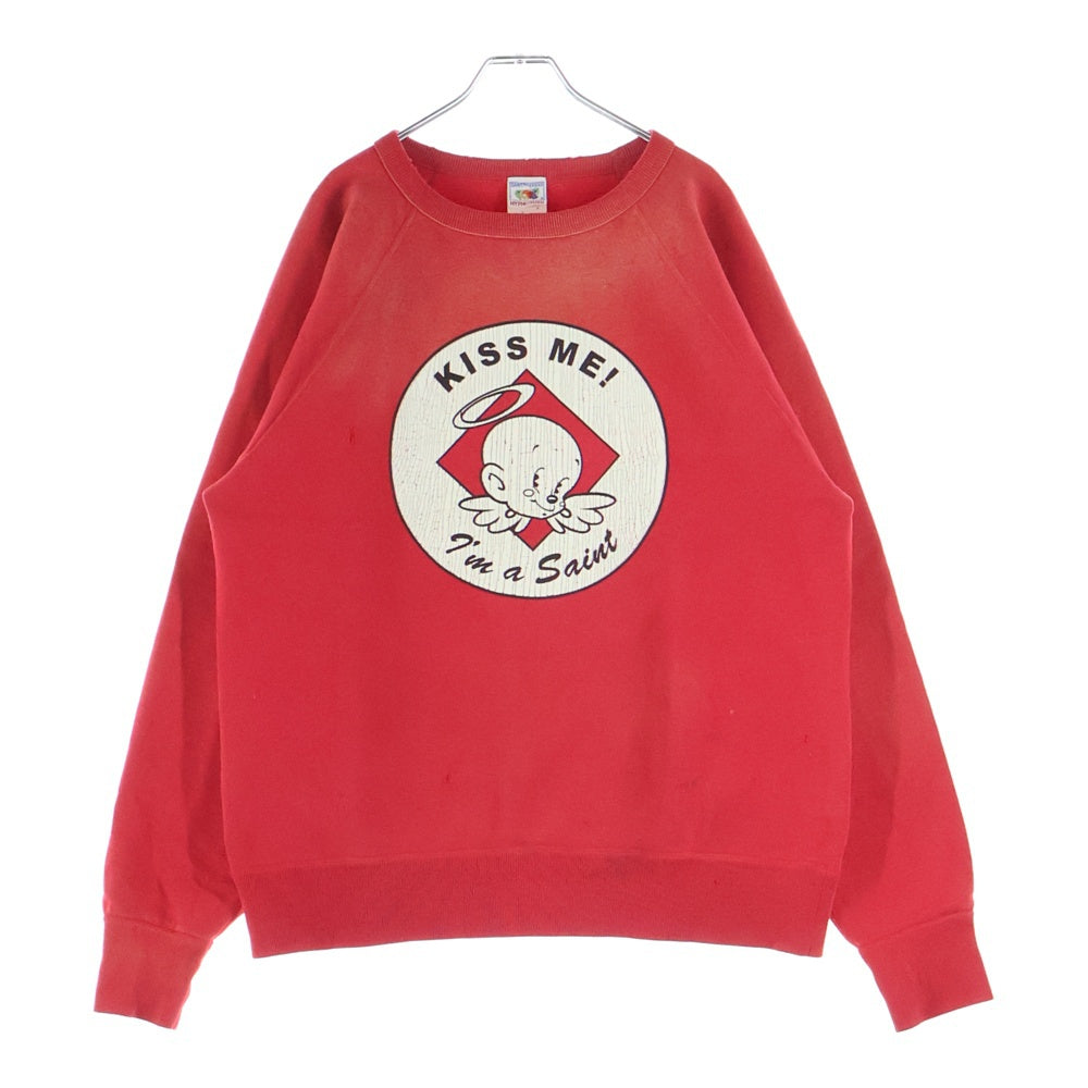 SAINT MICHAEL(セントマイケル) 22AW KISS ME フロントプリント クルーネック長袖スウェットトレーナー レッド SM-A22-0000-019