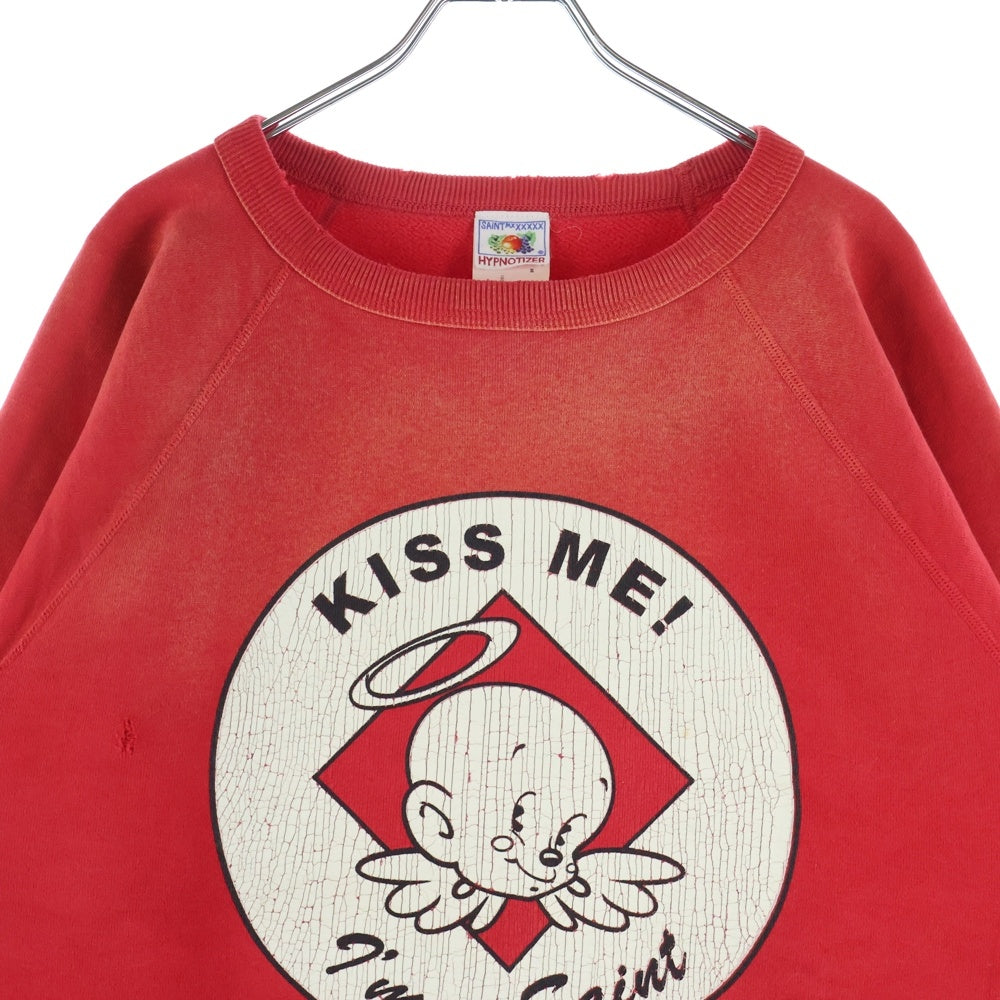 SAINT MICHAEL(セントマイケル) 22AW KISS ME フロントプリント クルーネック長袖スウェットトレーナー レッド SM-A22-0000-019