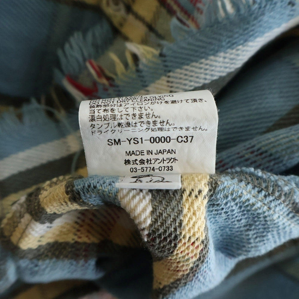 SAINT MICHAEL(セントマイケル) 25SS FLANNEL SHIRT CHECK チェック柄 ヴィンテージ加工 長袖フランネルシャツ ブルー SM-YS1-0000-C37
