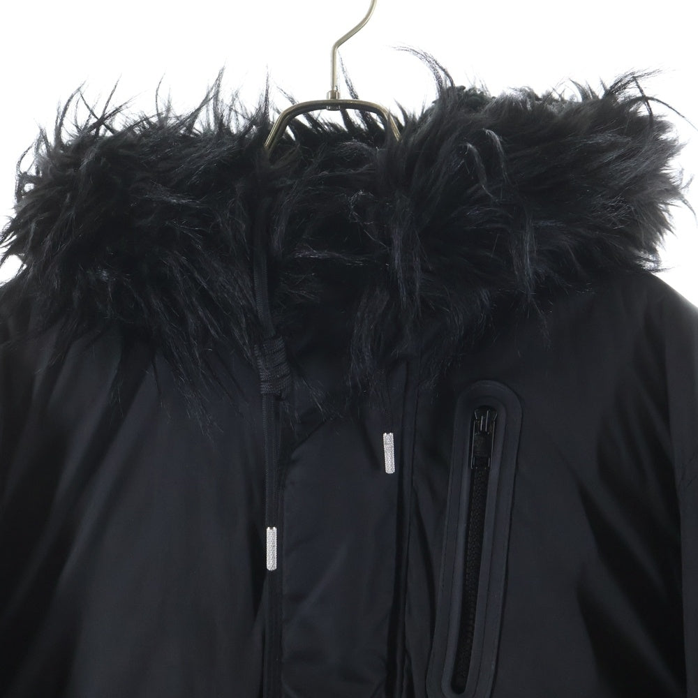 DIESEL(ディーゼル) 19AW W-BURKICK フェイクファー アームラバーパッチ 中綿ナイロンミリタリージャケット ブラック