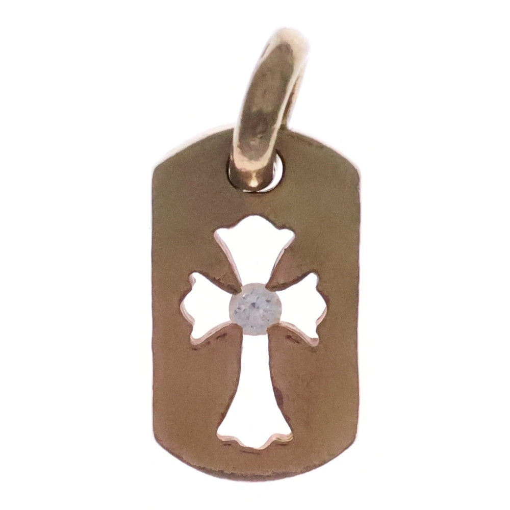 CHROME HEARTS(クロムハーツ) 22K DT TNY CO CRS 1DIA タイニーカットアウトクロス ドッグタグ 1ダイヤ ペンダントトップ ゴールド BCA039