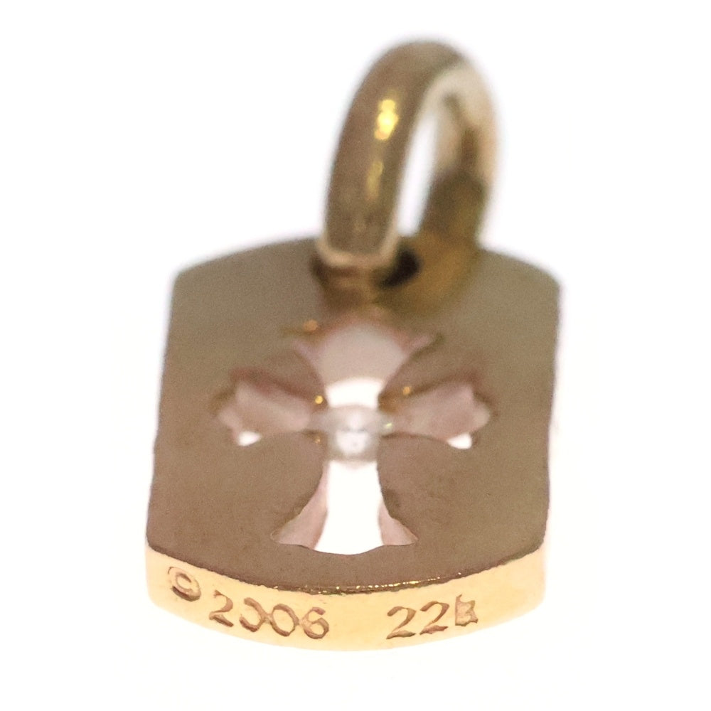 CHROME HEARTS(クロムハーツ) 22K DT TNY CO CRS 1DIA タイニーカットアウトクロス ドッグタグ 1ダイヤ ペンダントトップ ゴールド BCA039