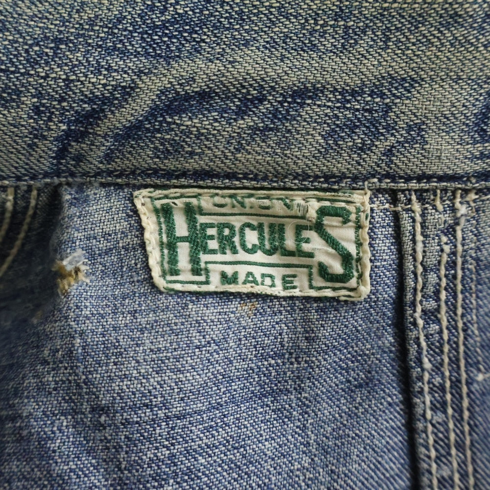 NO BRAND(ノーブランド) VINTAGE 40S HERCULES DENIM COVERALL フロントボタン カバーオールデニムジャケット インディゴ