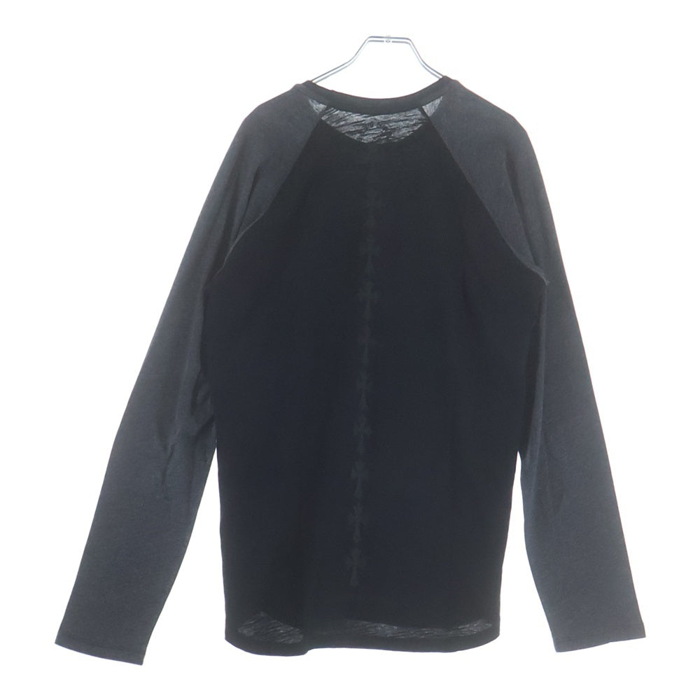 CHROME HEARTS(クロムハーツ) バックセメタリープリント ラグランクルーネック長袖Tシャツ ブラック/グレー