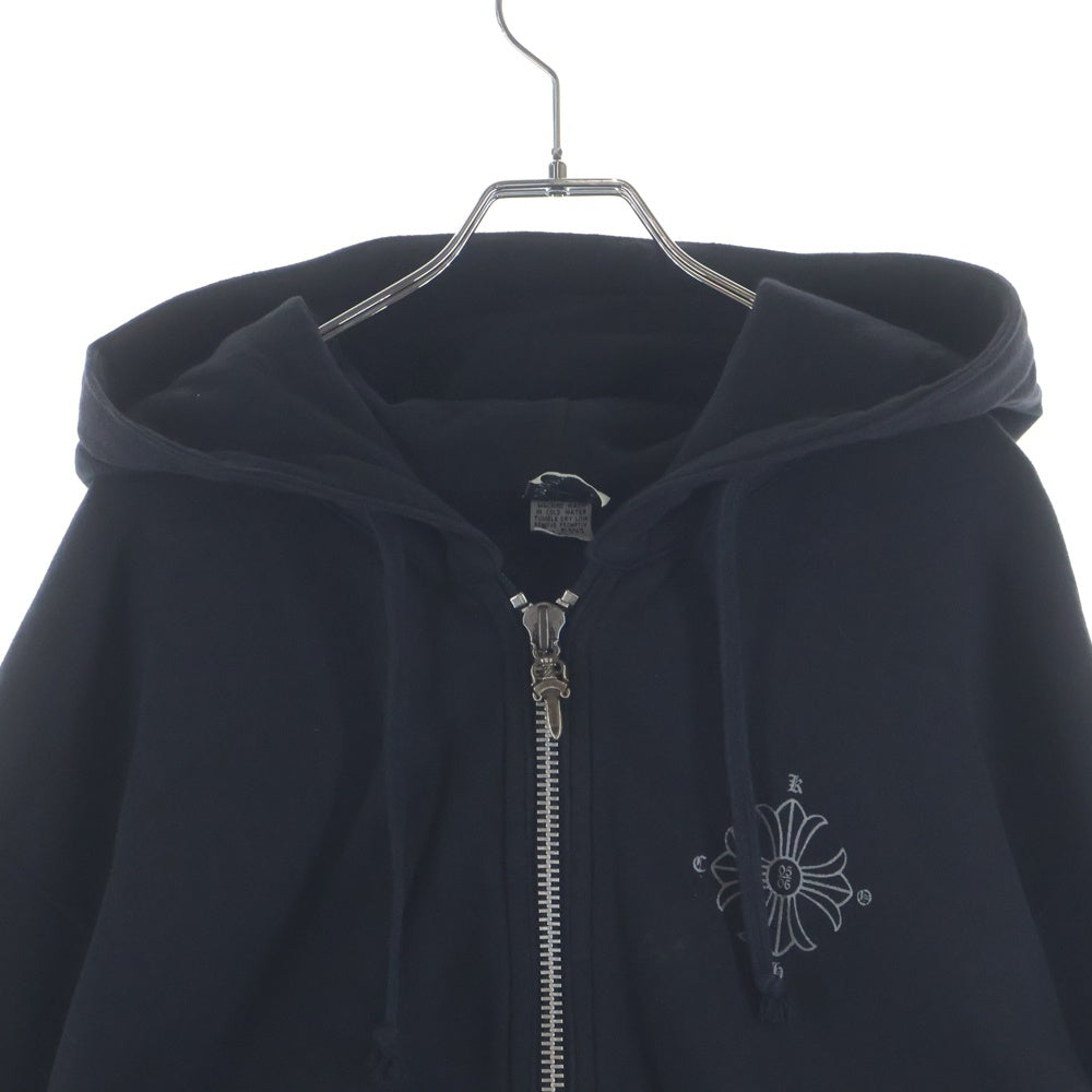 CHROME HEARTS(クロムハーツ) ×KYOSUKE HIMURO OLD SWTSHRT HD ZIP 氷室京介 オールド 袖フローラルプリント ダガージップアップパーカー フーディー ブラック/シルバー