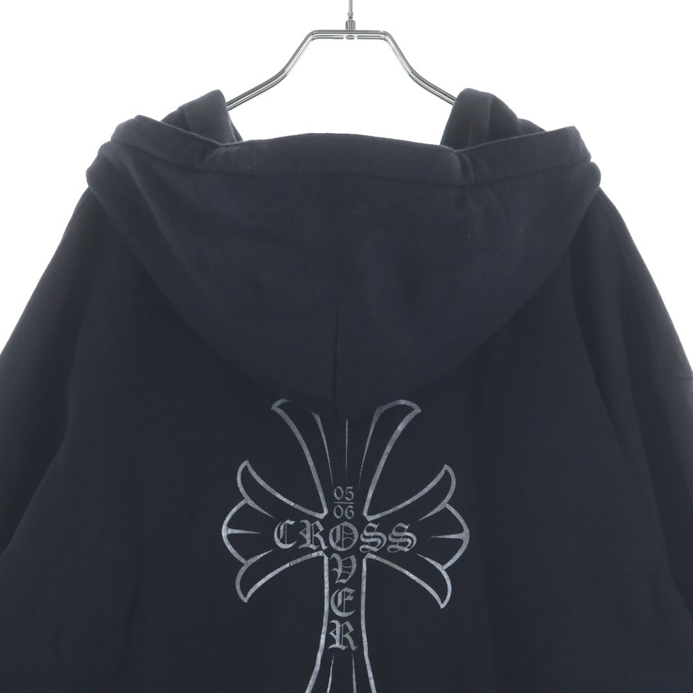 CHROME HEARTS(クロムハーツ) ×KYOSUKE HIMURO OLD SWTSHRT HD ZIP 氷室京介 オールド 袖フローラルプリント ダガージップアップパーカー フーディー ブラック/シルバー