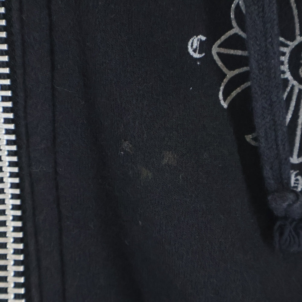 CHROME HEARTS(クロムハーツ) ×KYOSUKE HIMURO OLD SWTSHRT HD ZIP 氷室京介 オールド 袖フローラルプリント ダガージップアップパーカー フーディー ブラック/シルバー