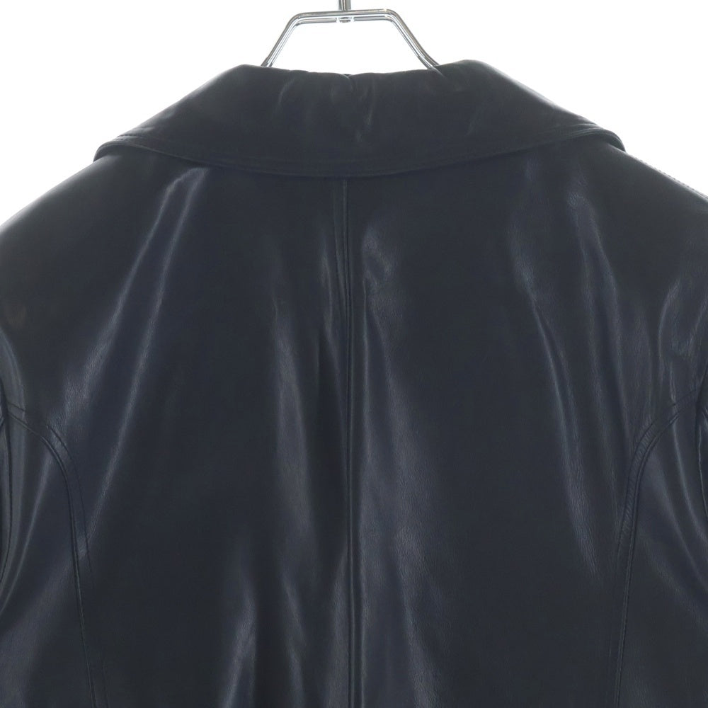 CHROME HEARTS(クロムハーツ) 4ポケット クロスボールボタン レザーロングコート ブラック