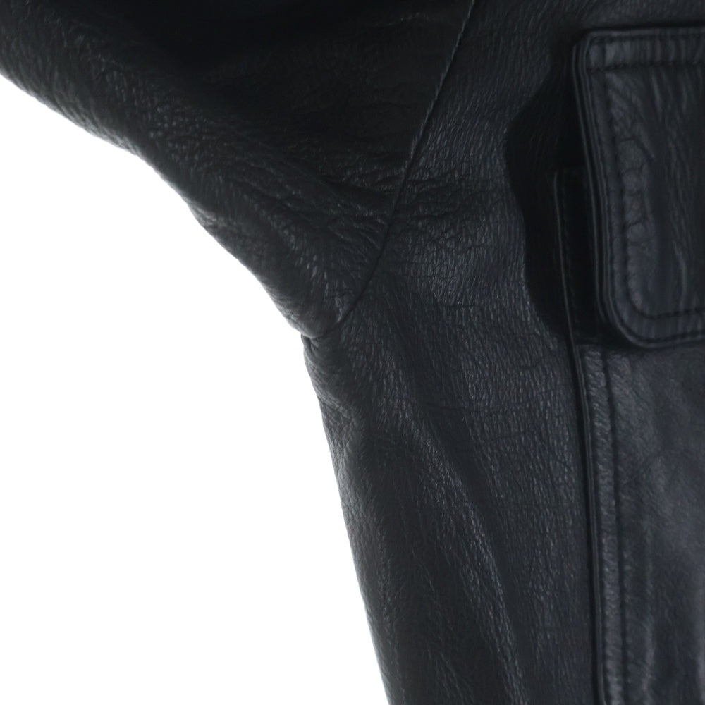 CHROME HEARTS(クロムハーツ) 4ポケット クロスボールボタン レザーロングコート ブラック