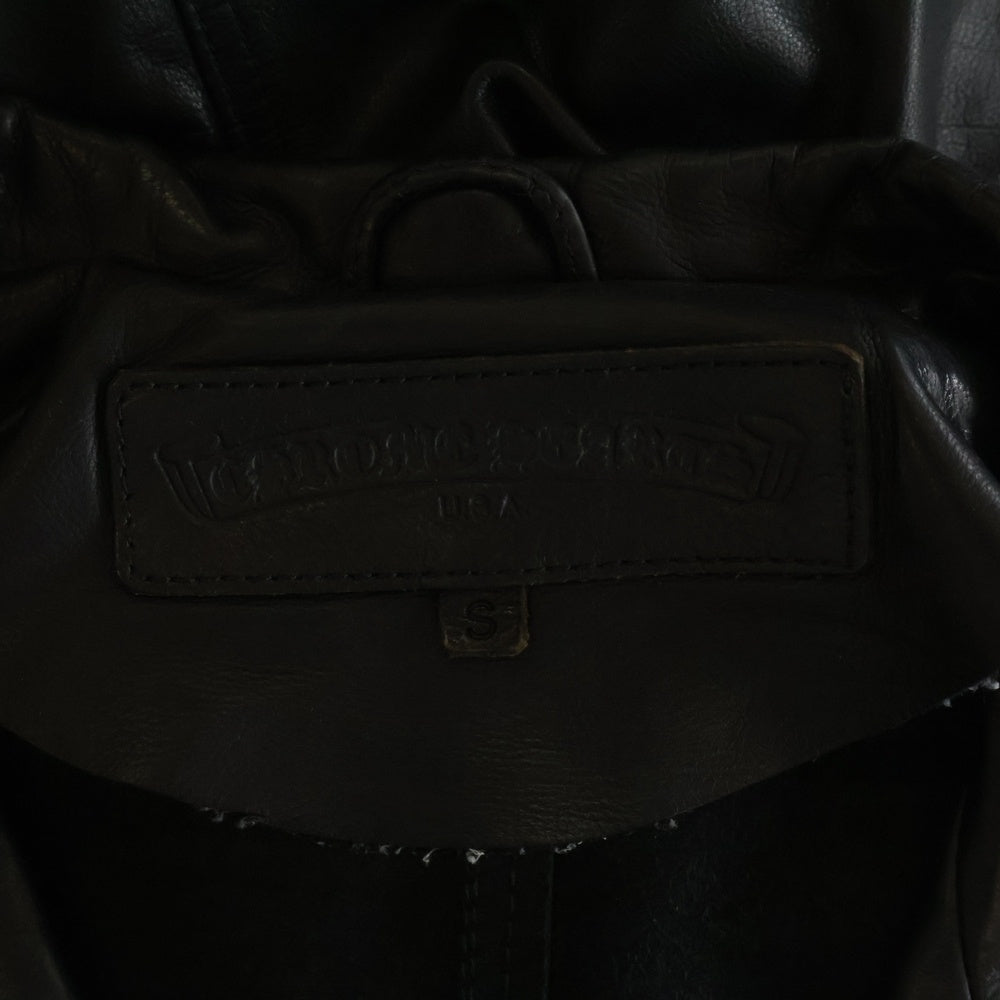 CHROME HEARTS(クロムハーツ) 4ポケット クロスボールボタン レザーロングコート ブラック